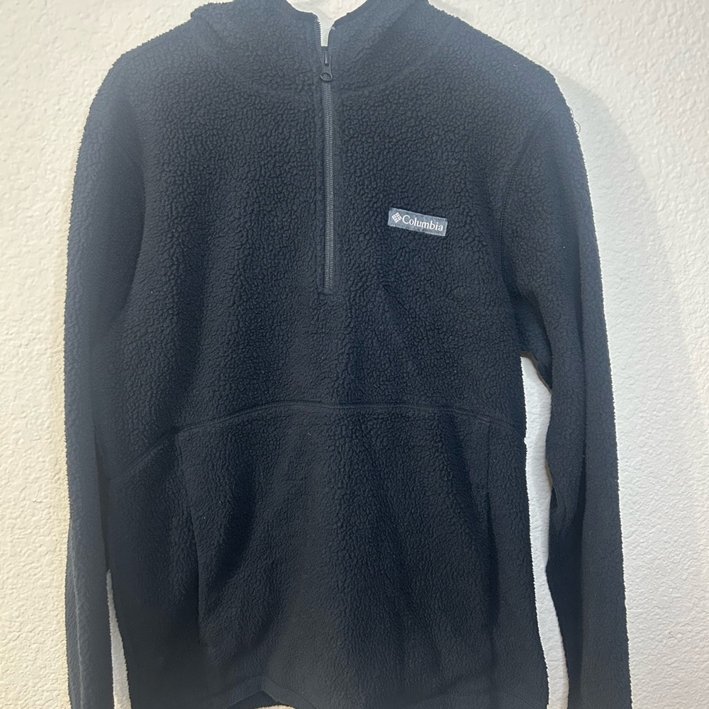 Columbia Womans Black Sherpa Warm Half Zip Pullover Sweater Small Casual Winter - Picture 2 of 6